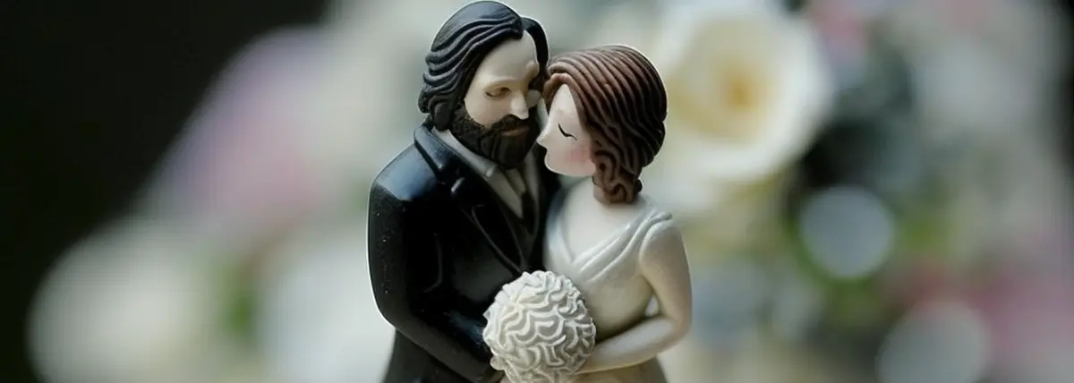 picture of a wedding cake topper of a bride and groom